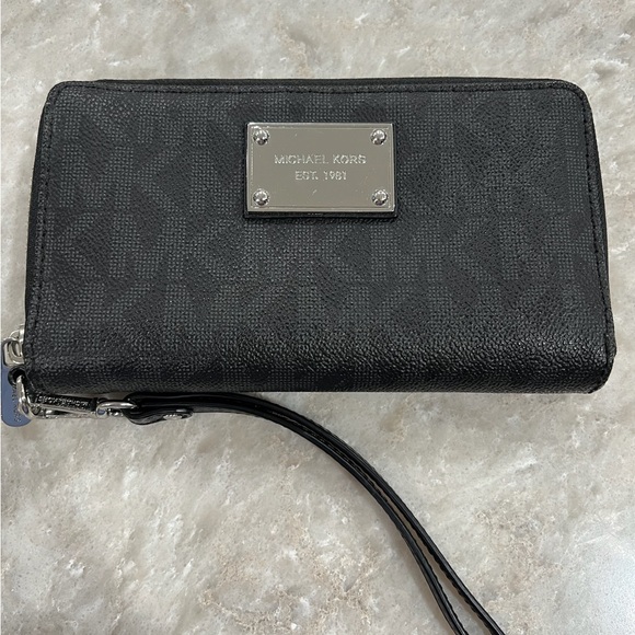 Michael Kors Black Wristlet with Silver Accents - Picture 1 of 2